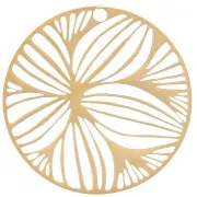 Charm redondo calado 15 mm - motivo flor - Acero inoxidable 316L dorado x1