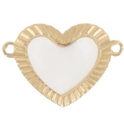 Entrepieza corazón acanalada 10x15 mm con nácar - Acero inoxidable 316L dorado x1