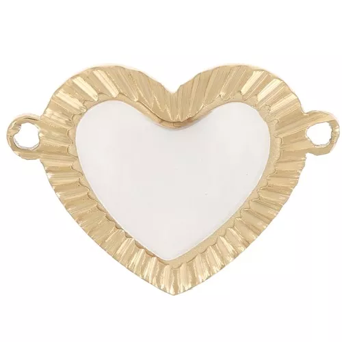 Entrepieza corazón acanalada 10x15 mm con nácar - Acero inoxidable 316L dorado x1
