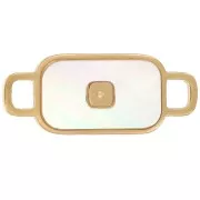 Entrepieza rectangular 15x6 mm con nácar - Acero inoxidable 316L Dorado x1