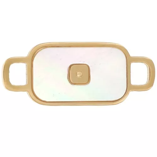 Entrepieza rectangular 15x6 mm con nácar - Acero inoxidable 316L Dorado x1