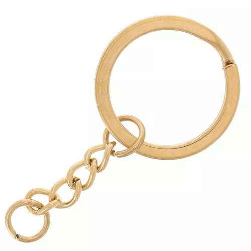 Llavero de anilla de 25 mm con cadenita - Acero inoxidable 304 Dorado x1