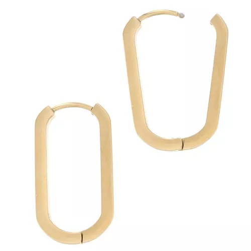 Aros oval aplanadas 25x14 mm - Acero inoxidable 304L Dorado x2