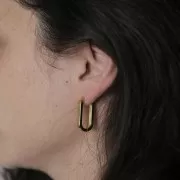 Aros oval aplanadas 25x14 mm - Acero inoxidable 304L Dorado x2