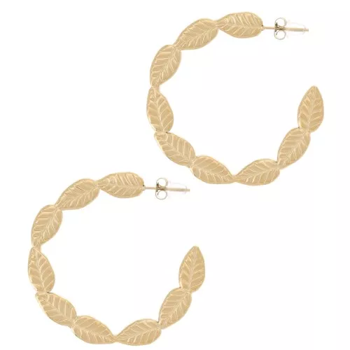 Criollas redondas con hojas 43 mm - Acero inoxidable 304L Dorado x2