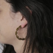 Criollas redondas con hojas 43 mm - Acero inoxidable 304L Dorado x2