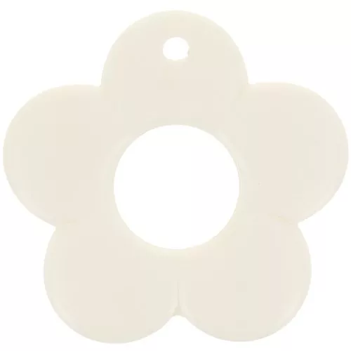 Colgante flor 35 mm en resina opaca - Crudo x1