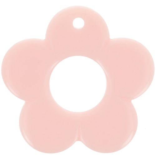 Colgante flor 35 mm en resina opaca - Rosa claro x1