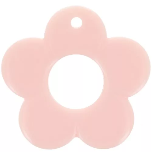 Colgante flor 35 mm en resina opaca - Rosa claro x1
