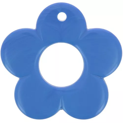 Colgante flor 35 mm en resina opaca - Azul x1