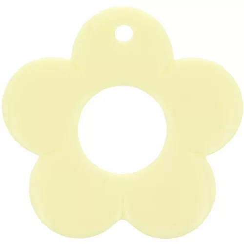 Colgante flor 35 mm en resina opaca - Amarillo pálido x1