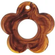 Colgante flor de resina translúcida 35 mm - Ámbar jaspeado x1