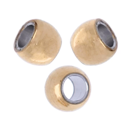 Cuentas redondas de 2 mm con agujero de 1 mm - Acero inoxidable 316L dorado x10