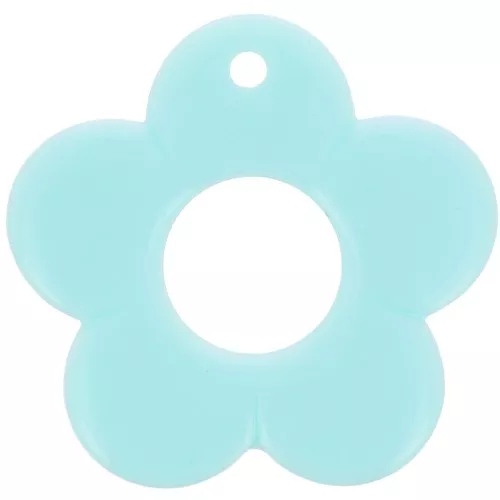 Colgante flor 35 mm en resina opaca - Azul pastel x1