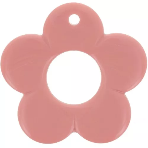 Colgante flor 35 mm en resina opaca - Rosa salmón x1
