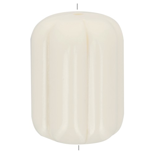 Cuenta tubo estriada 20x14 mm en resina opaca - Crudo x1