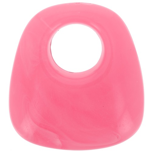 Colgante trapecio de resina opaca 23x21 mm - Rosa brillante jaspeado x1