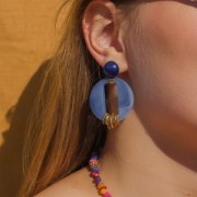 Cabujón redondo de resina translúcida 14 mm - Liquen jaspeado x1