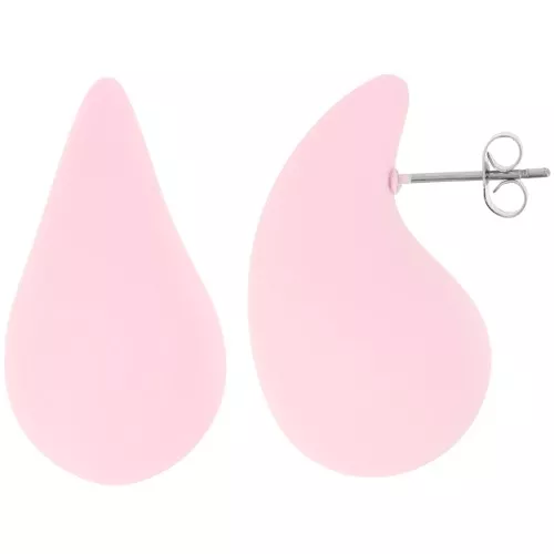 Pendientes gota cúpula 31x17mm acrílico efecto goma - Rosa claro mate x2