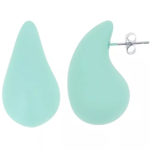 Pendientes gota redonda 31x17mm acrílico efecto caucho - Verde agua mate x2