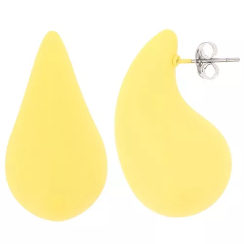 Pendientes gota cúpula 31x17 mm en acrílico efecto goma - Amarillo mate x2