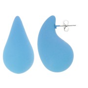 Pendientes gota 31x17 mm en acrílico efecto caucho - Azul mate x2