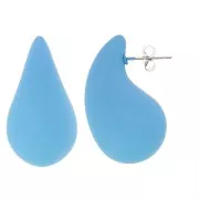 Pendientes gota 31x17 mm en acrílico efecto caucho - Azul mate x2