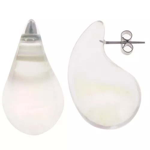 Pendientes gota redonda 31x17 mm en acrílico - Transparente AB x2