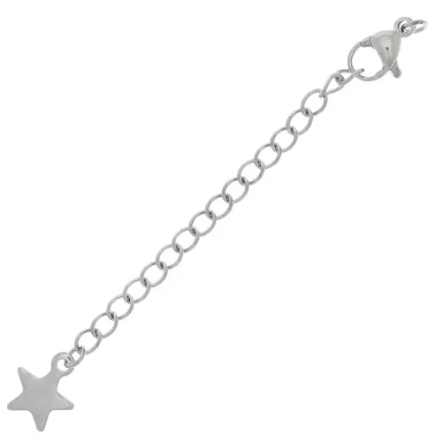 Cierre mosquetón de 10 mm con cadena de extensión y estrella - acero inoxidable 304L x1