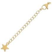 Cierres mosquetón de 10 mm con cadena de extensión y estrella, acero inoxidable 304 Dorado x10
