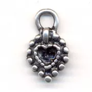 Dijes corazón 11 mm plateado antiguo x4