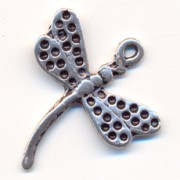 Dije libélula 26 mm plateado antiguo x1