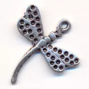 Dije libélula 26 mm plateado antiguo x1