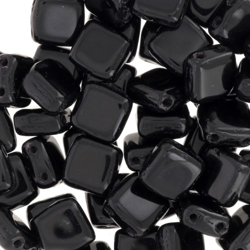 Tile beads 6 mm Jet x50