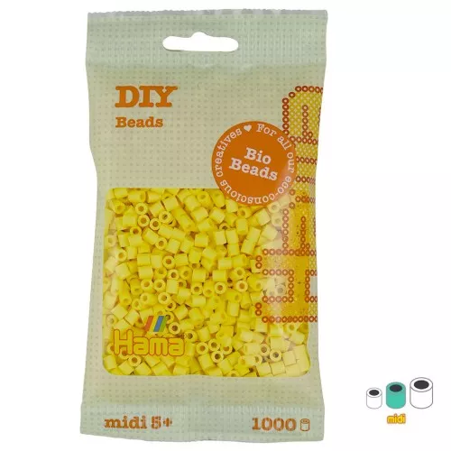 Perlas de planchar Hama Bio - MIDI 5 mm - Amarillo claro (n°103) x1000