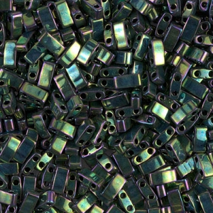 Cuentas Miyuki Half Tila 5 x 2,3 x 1,9 mm HTL-468 - Verde malaquita iris metálico x 10 g