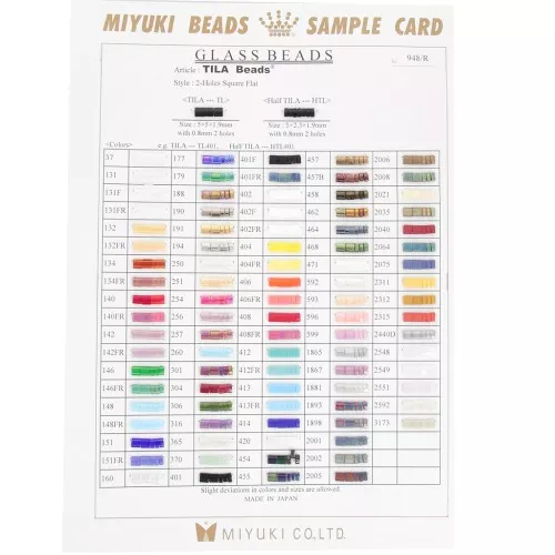 Carta de colores Miyuki - Cuentas Tila y Medias Cuentas Tila - Carta de muestras (n°948)