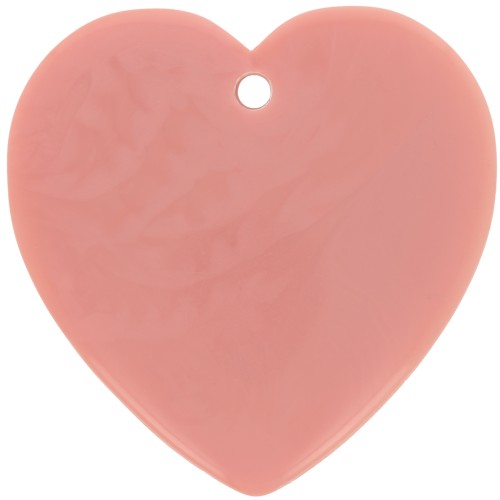 Colgante corazón de resina opaca 36x36,5 mm - Rosa salmón x1
