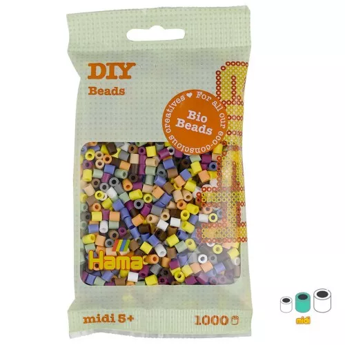 Surtido de perlas de planchado Hama Bio MIDI 5mm multicolor pastel n°197 x1000