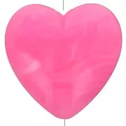 Perle coeur 17x18 mm en résine opaque - Rose vif marbré x1