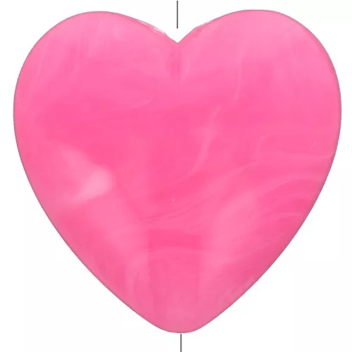 Cuenta corazón de resina opaca 17x18 mm - Rosa brillante jaspeado x1