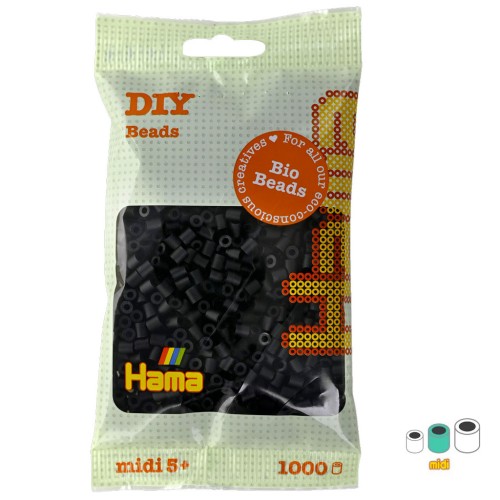 Perlas de planchar Hama Bio - MIDI 5 mm - Negro (n°18) x1000