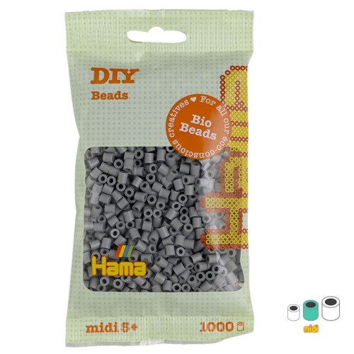 Perlas de planchar Hama Bio - MIDI 5 mm - Gris (n°17) x1000