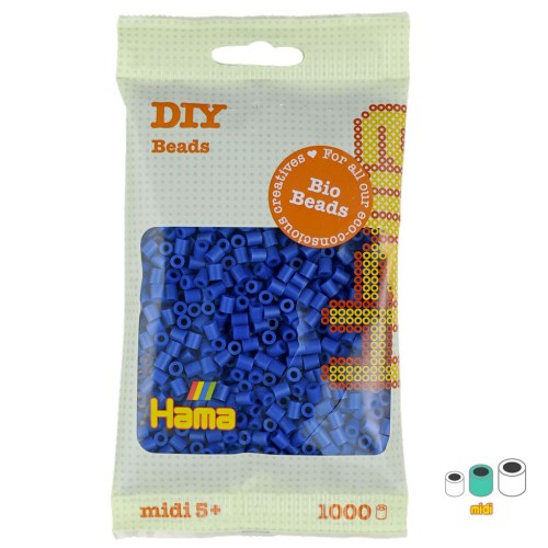 Perlas de planchar Hama Bio - MIDI 5 mm - Azul oscuro (n°08) x1000