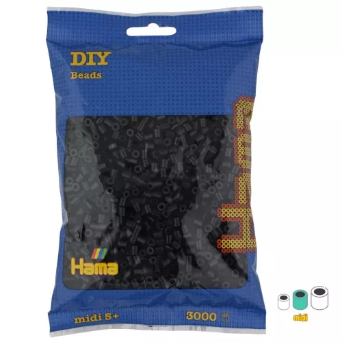 Perlas de planchar Hama MIDI 5 mm - Negro (n°18) x3000