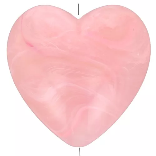 Cuenta corazón de resina opaca 17x18 mm - Rosa jaspeado x1