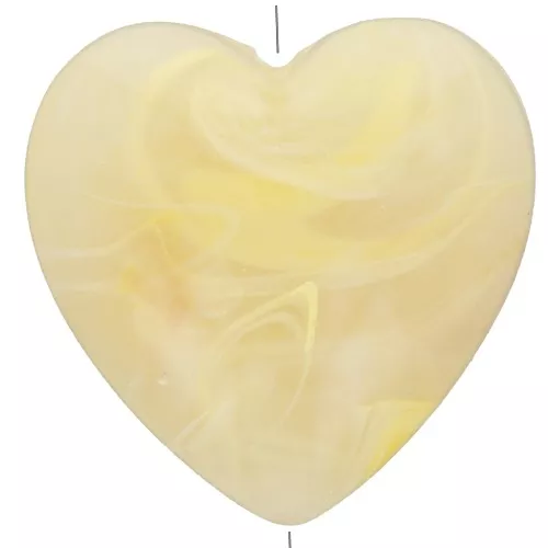 Cuenta corazón de resina opaca 17x18 mm - Amarillo claro jaspeado x1