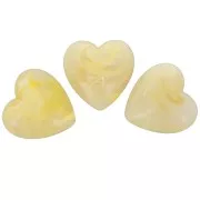 Cuenta corazón de resina opaca 17x18 mm - Amarillo claro jaspeado x1