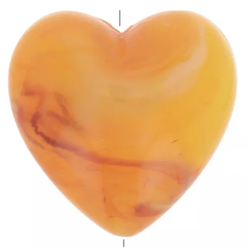 Cuenta en forma de corazón 17x18 mm en resina translúcida - Albaricoque jaspeado x1