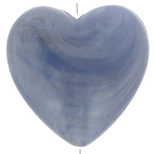 Cuenta corazón de resina opaca 17x18 mm - Azul gris jaspeado x1